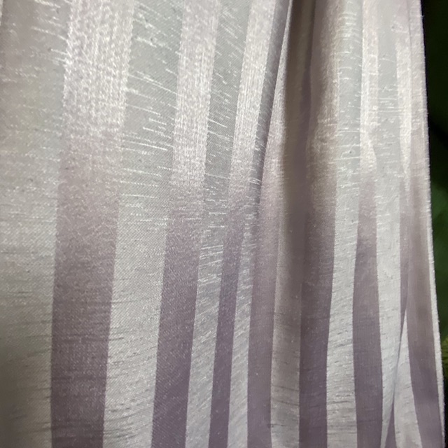 CURTAIN, Pair Grey Lilac Mauve Silk Stripe Pair (Ex Long)